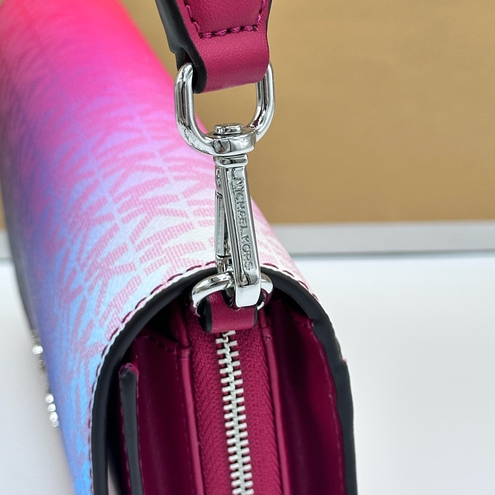Michael Kors Pink to Blue Gradient Monogram Crossbody Bag - Picture 5 of 16